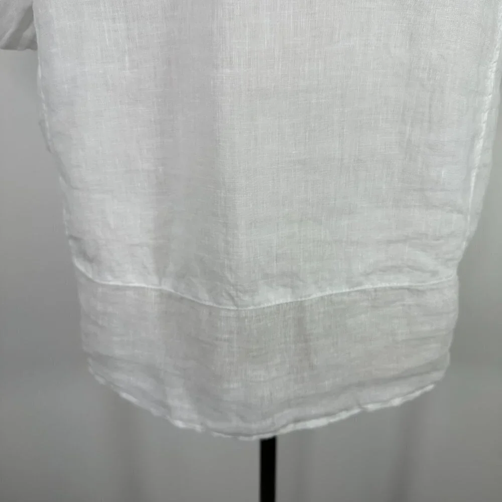NWT Grand Greece Women’s M White 3/4 Sleeve 100% Linen Resort Wear Top Blouse - Picture 12 of 14